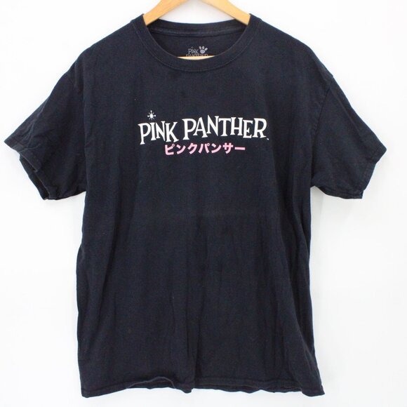 Pink Panther Shirt Mens Black Short Sleeve Japanese Logo Graphic Cotton Large L - Picture 1 of 9